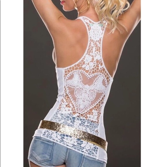 Tops - LACE BACK TANK TOP